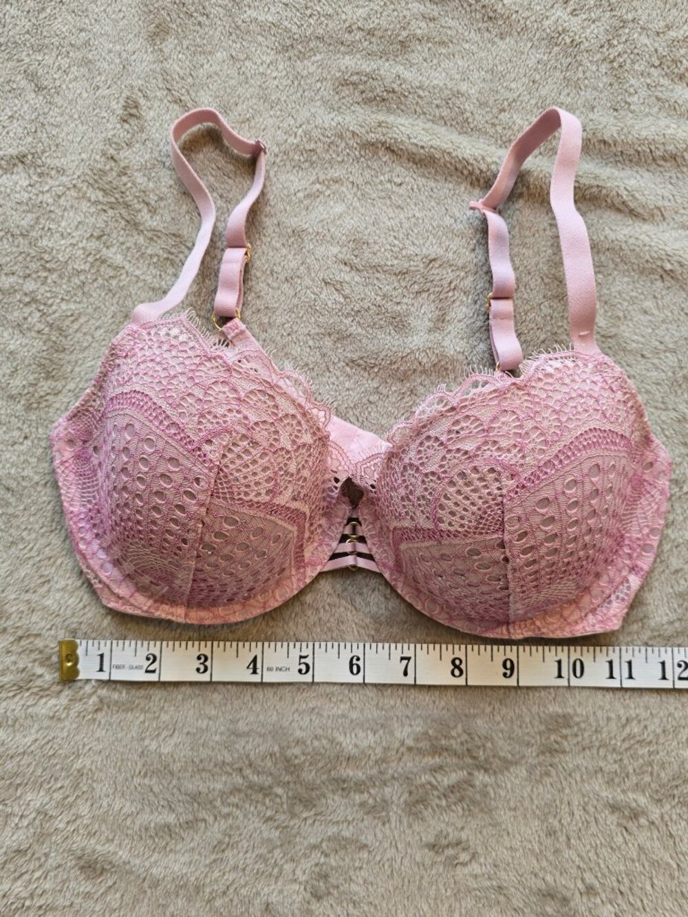 La Senza DIVA Demi Bra Pink Lace 34D Vintage Style 36010621